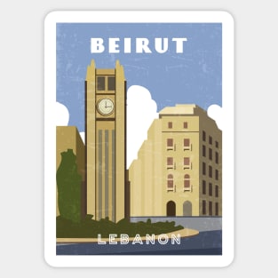 Beirut, Lebanon.Retro travel poster Sticker